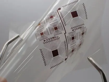 Transparent polyimide circuits with anti-oxidation copper made using our fine copper powder.