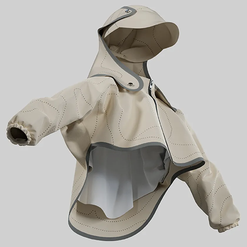 Hanging image of a HOPE WEAR for Play children's jacket with a two-layer structure that enhances heat-blocking performance.