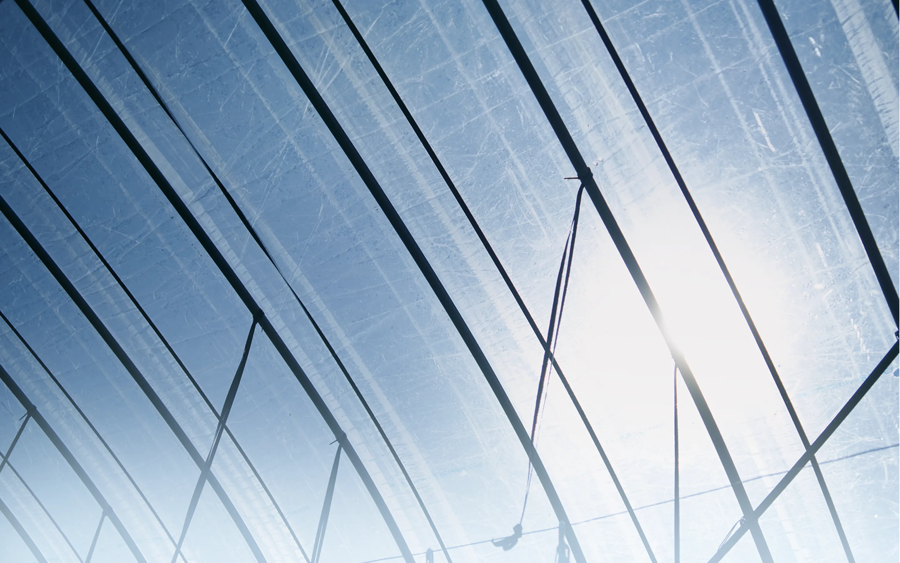 An image visual that conveys a material engineered to harness sunlight through the material's transparency and weaving technology